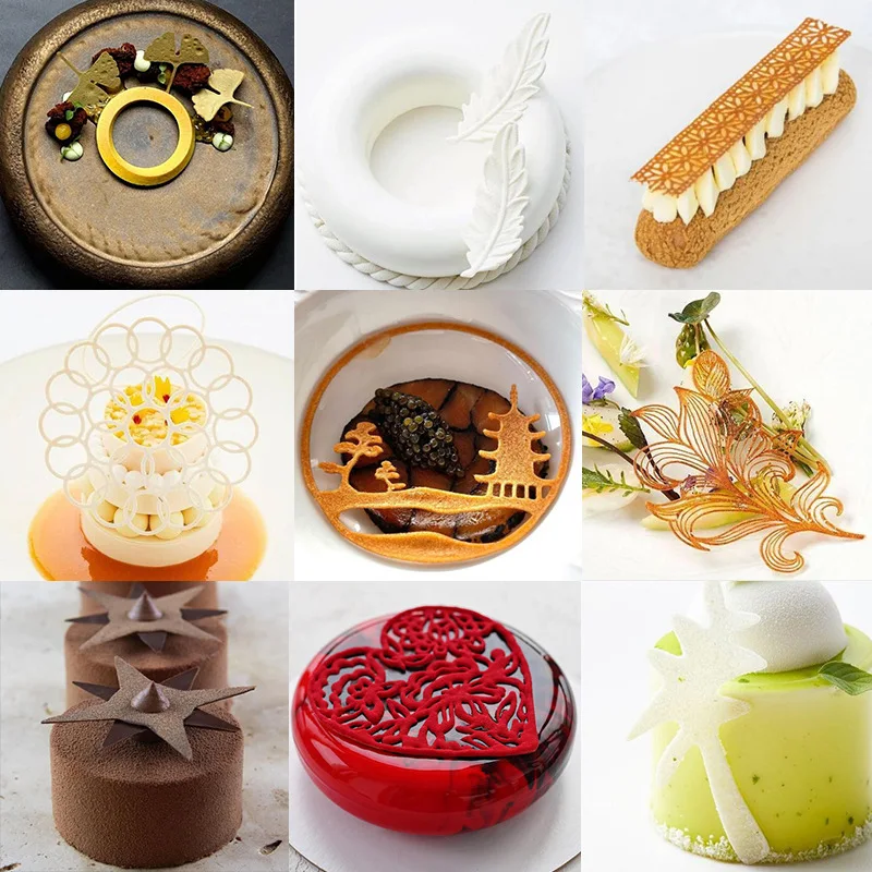 Chinoiserie Pavilion Swan Flower Leaf Lace Silicone Mold DIY Sugar Pad Thin Chocolate Crisp Cake Decoration Fondant Baking Mould for Elegant Cupcake Cookie Pastry Craft Kitchen Tools - 图片 2