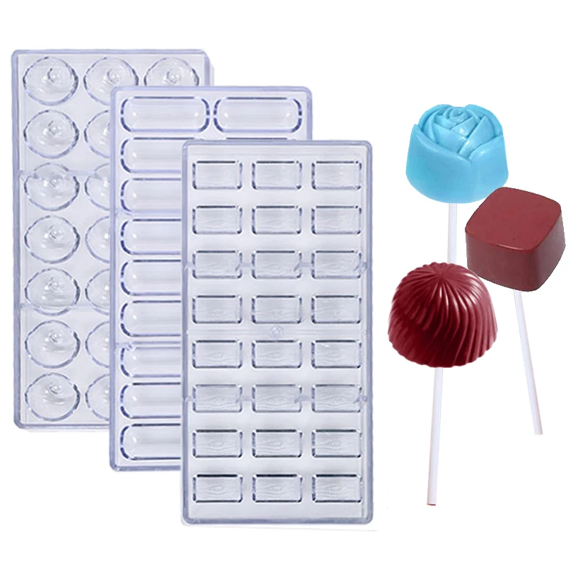 Chocolate Mold 3D Polycarbonate Transparent Plastic Kitchen Baking Tools for DIY Pastry, Candy, and Desserts, Multiple Styles Polycarbonate Chocolate Molds for Home Baking, Party Treats, and Creative Pastry Making