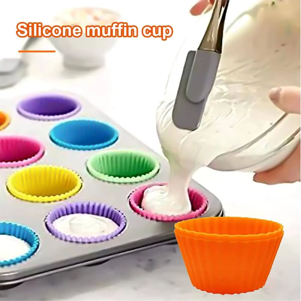 12pcs/Set Round Silicone Cake Molds, Muffin and Cupcake Baking Molds for DIY Baking, Kitchen Cooking, Cake Decorating, Non-Stick Reusable Bakeware, Dessert Makers and Culinary Tools 14