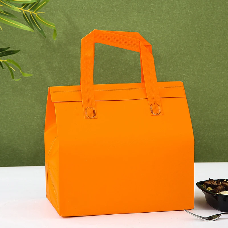 10pcs Non-Woven Insulated Tote Bags Reusable Fabric Pouches for Food, Cake, Drinks, Grocery Delivery, Hot and Cold Storage, Portable Lunch Carrier, Picnic, Baking, and Eco-Friendly Packaging - 图片 8