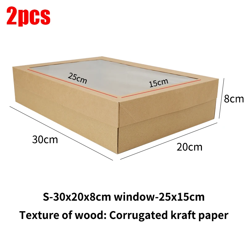 DIY Vintage Kraft Paper Gift Boxes Bulk Candy Cake Packaging with Transparent PVC Window, Wedding Birthday Party Dessert Packaging, Exquisite Gift Boxes for Cookies Chocolates Macarons Party Favors - 图片 7