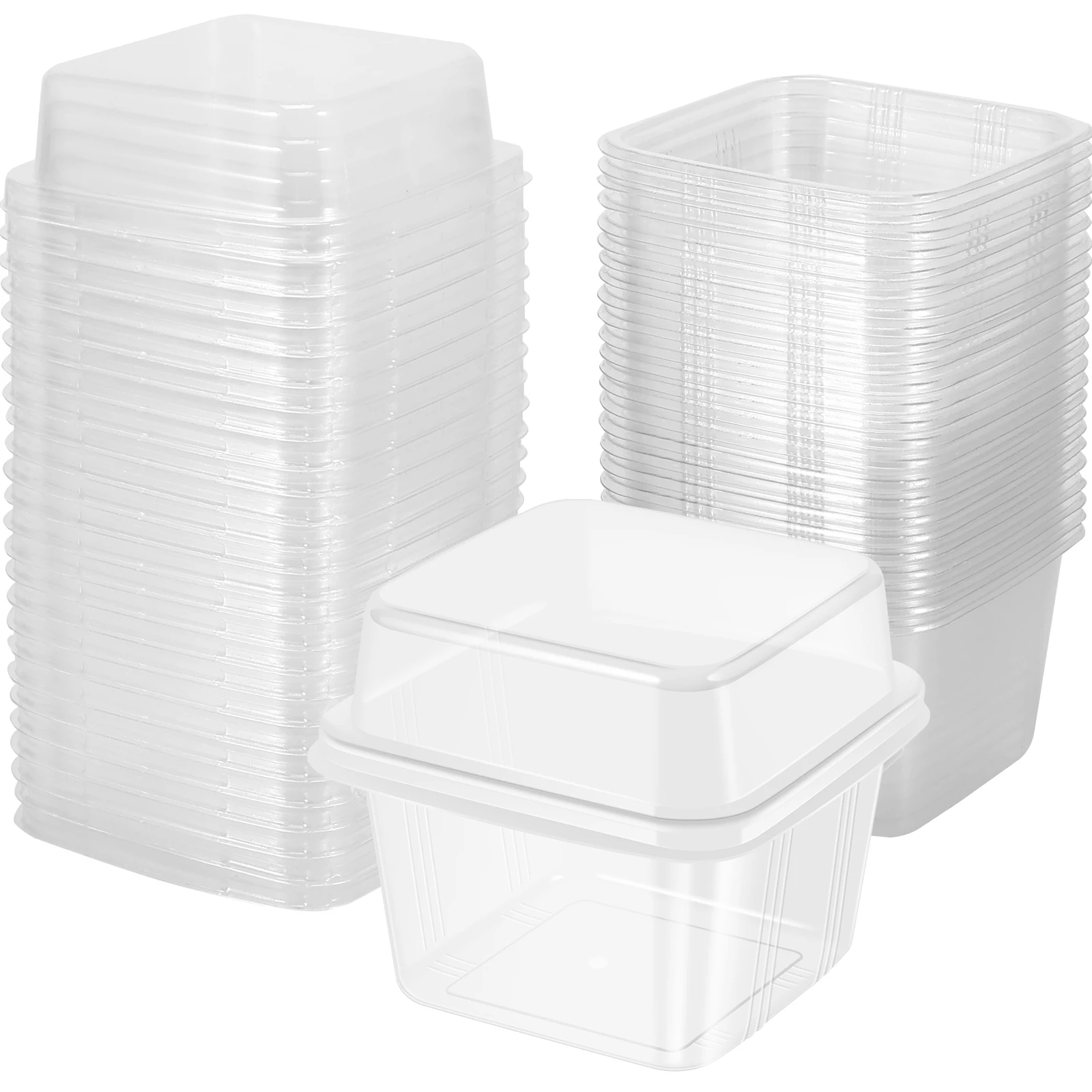 50Pcs Plastic Dessert Cups with Lids 8oz Reusable Cupcake Containers Clear Square Single Dessert Boxes Sealed Cake Storage Boxes for Party Wedding Baking Supplies - 图片 7