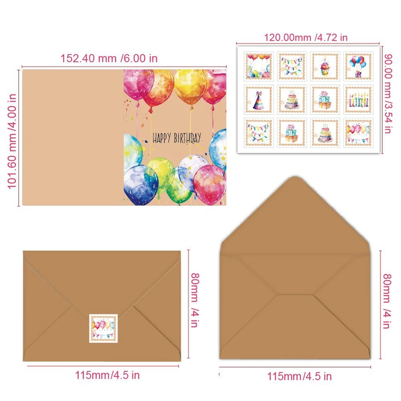 DIY Cartoon Birthday Greeting Card Set with Envelopes and Stickers – Fun and Creative Card Kit for Kids, Family, and Friends, Perfect Gift for Birthdays, Parties, and Personalized Messages - 图片 3