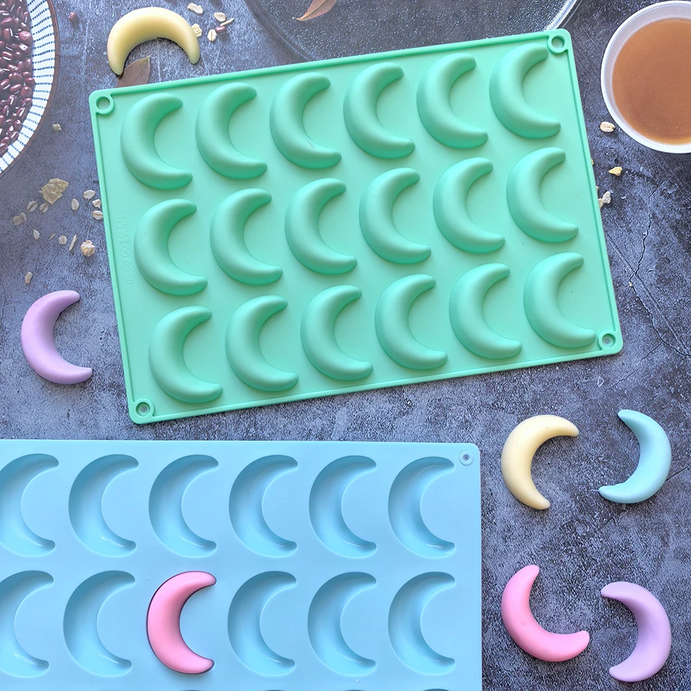 18-Hole Moon Shaped Silicone Mold for Baking Chocolate, Cookies, Pudding, Candy, and Ice Cubes, Non-Stick Flexible Food-Grade Mold for DIY Chocolate, Candy Making, Dessert Decoration, and Creative Baking 18-Hole Moon Shaped Silicone Mold for Baking Chocolate, Cookies, Pudding, Candy, and Ice Cubes, Non-Stick Flexible Food-Grade Mold for DIY Chocolate, Candy Making, Dessert Decoration, and Creative Baking