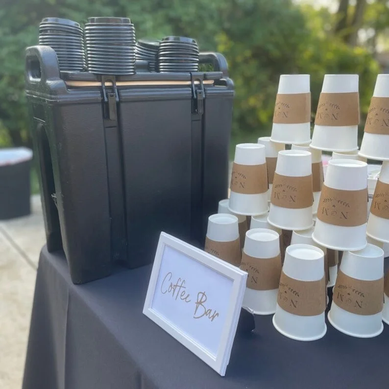 Custom Printed 20PCS 10-20oz Coffee Cup Sleeves Kraft Disposable Heat Insulated Cup Holders for Hot Beverages Wedding Party Café Takeaway Drink Accessories