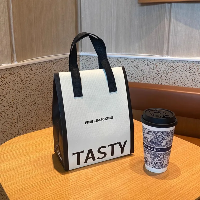 10pcs Pink Non-Woven Insulated Tote Bags – Reusable Fabric Pouches for Food, Drinks, Lunch, Grocery, Delivery, Picnic, Keep Warm or Cold, Portable Thermal Storage Carrier for Work, School, Travel - 图片 25