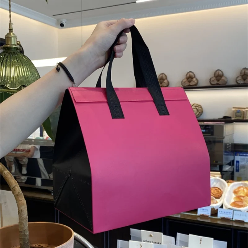 10pcs Green Non-Woven Insulated Tote Bags – Portable Reusable Meal Carrier Pouches for Lunch, Snacks, Drinks, Grocery, Delivery, Picnic, Hot or Cold Food Storage for Work, School, Travel - 图片 26