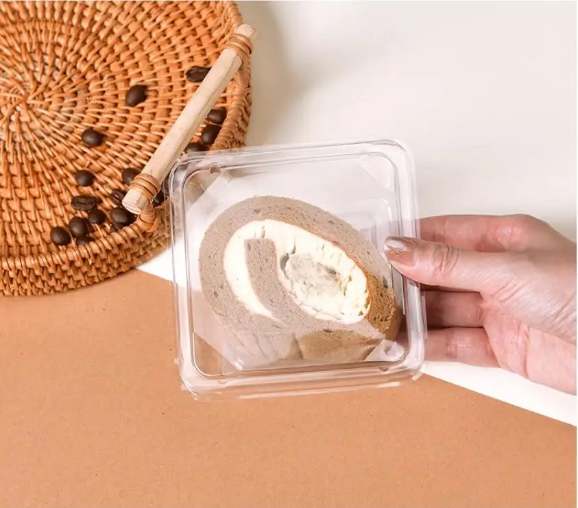 50Pcs Transparent Square Cake Packaging Boxes, Swiss Dessert Mousse Containers, Clear Plastic Cupcake and Pastry Holders, Food-Safe Dessert Boxes for Weddings, Birthdays, Parties, and Bakery Supplies