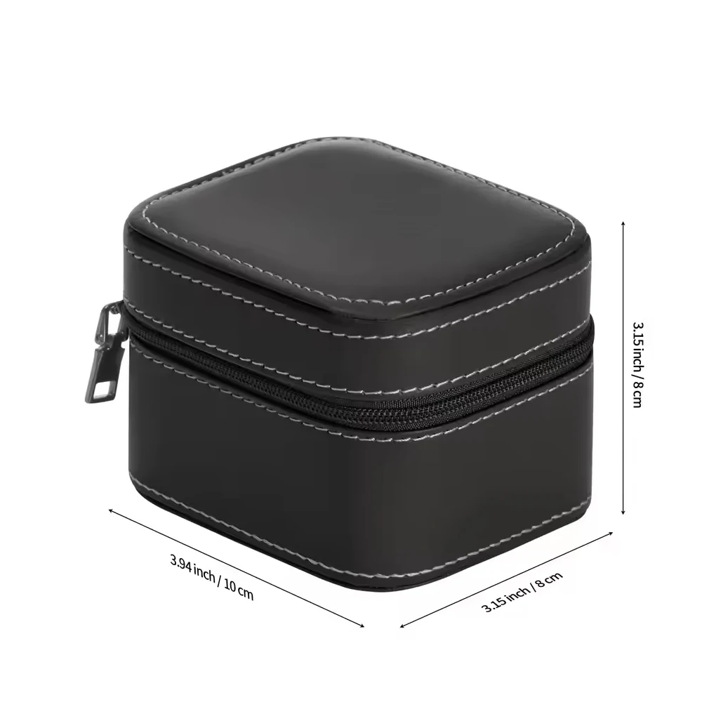 Travel Watch Case ⌚ Single Watch Travel Box – PU Leather Watch Carrying Case Organizer – Compact Storage Display Pouch for Men – Protective Jewelry Travel Case Black/Green/Orange - 图片 7