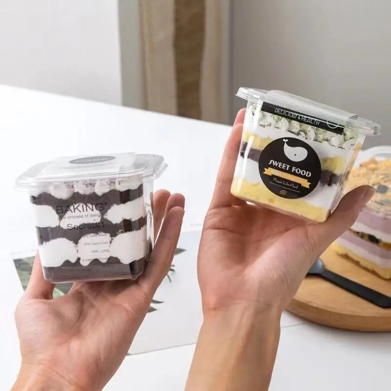 10/50 Pcs Transparent Cupcake Packaging Boxes with Lids, Disposable Dessert Containers, Tiramisu Cake Boxes, Clear Plastic Baking Boxes for Birthday Party, Wedding, Gift Packaging and Catering Use 4