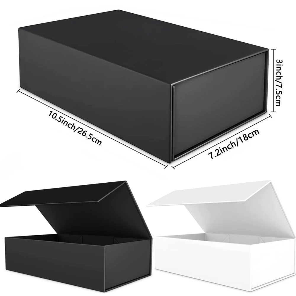 1pc Black Gift Box with Magnetic Lid for Present, Rectangular Collapsible Packaging Box with Closure, Ideal for Groomsman Proposal, Wedding, Birthday, Anniversary Gift, Elegant Gift Wrapping 1