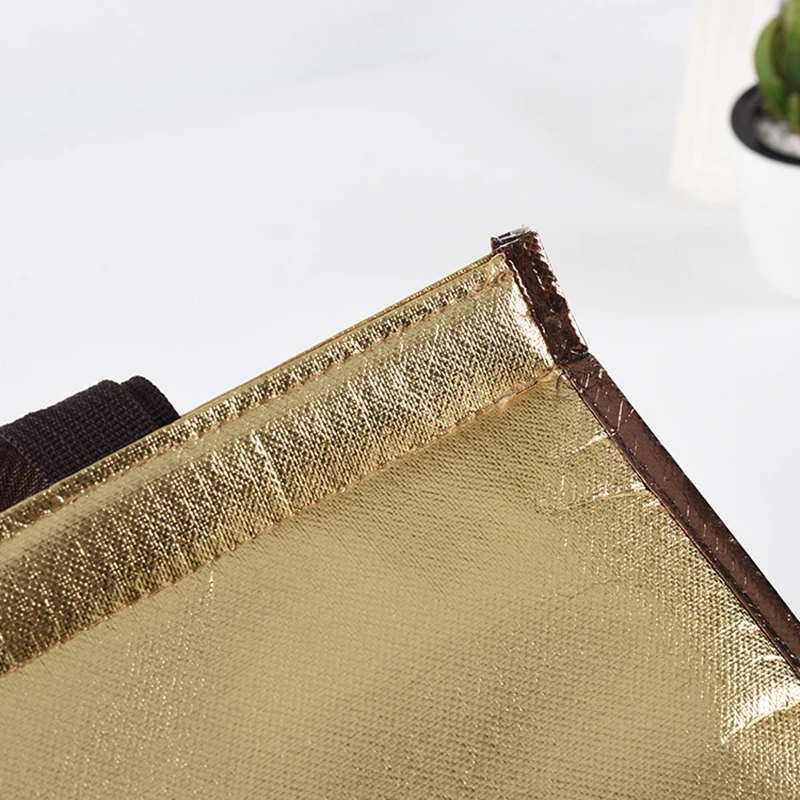 Custom Golden Thermal Insulated Cooler Bag for Cake & Chicken, Reusable Lunch Picnic Tote with Zipper, Food Storage Grocery Shopping Bag, Portable, Keep Fresh, Water-Resistant, Eco-Friendly Carrier 1