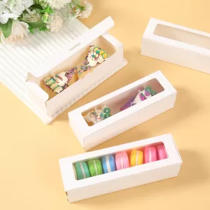 12Pcs Macaron Packaging Boxes with Clear Window, Transparent Cookie Gift Boxes, Cake Dessert Favor Box for Wedding Birthday Party Supplies Bakery Packaging