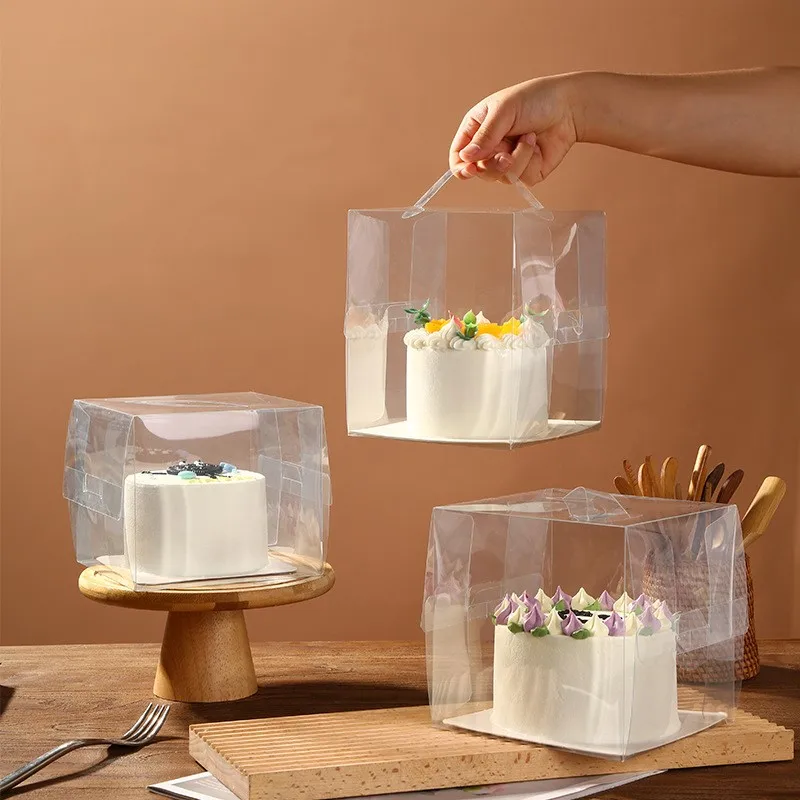 2/3/4/5/6 Inch Clear Cake Bakery Boxes with Handle, Portable Gift Display Boxes for Desserts, Mousse, Cupcakes, Pastries, Birthday, Wedding, Holiday Cake Packaging, Party Dessert Holder, Bakery Gift Packaging Supplies - 图片 3