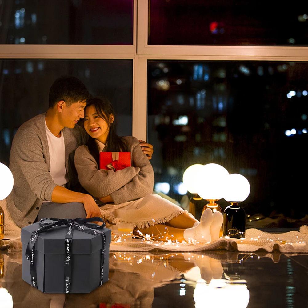 Hexagonal DIY Explosion Gift Box with Photo Album – Handmade Creative Cardboard Box for Valentine's Day, Wedding Proposal, Anniversary, Birthday, Personalized Memory Keepsake, Surprise Present 2