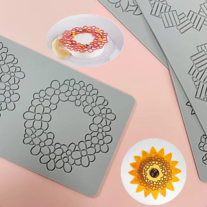 Leaf Flower Wreath Lace Silicone Mold Fondant Cake Sugarcraft Mould Chocolate Candy Dessert Tray Decoration Tools Pastry Baking Supplies Cupcake Topper Resin Soap Wax Melt DIY Craft Accessories - 图片 4