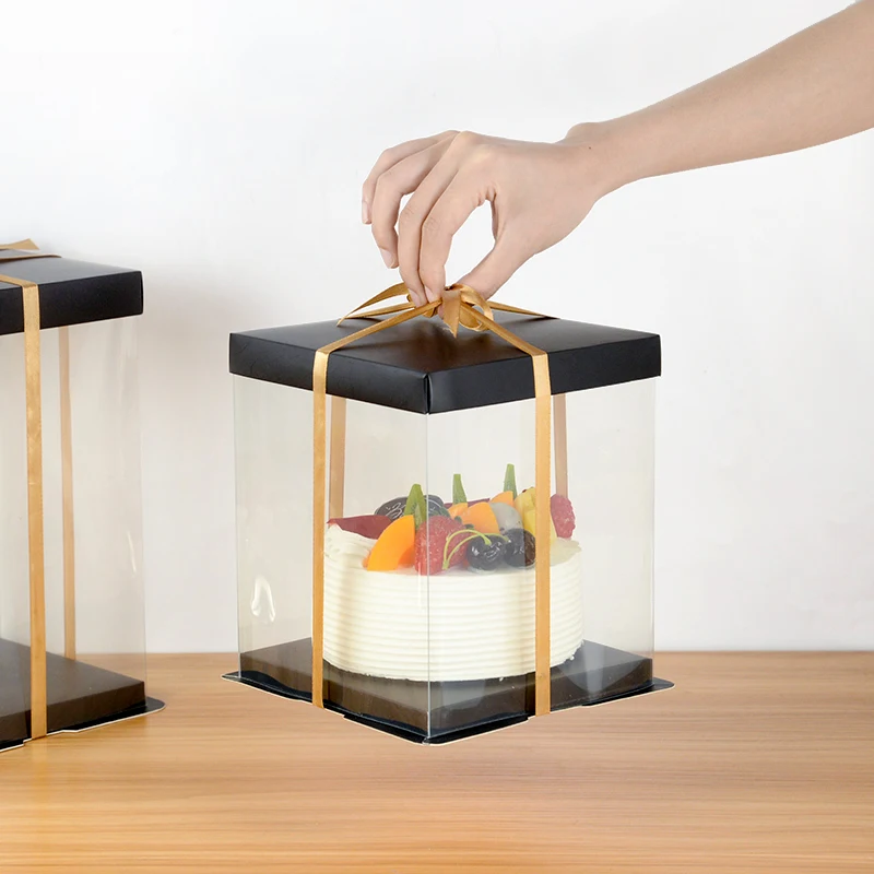 7 Inch Transparent Cake Box, Large Birthday Cake Packaging Boxes with Clear Window, DIY Baking Dessert Boxes for Cakes, Cupcakes, Pastries, Flower Gift Packaging for Wedding Christmas Baby Shower Party Supplies - 图片 5
