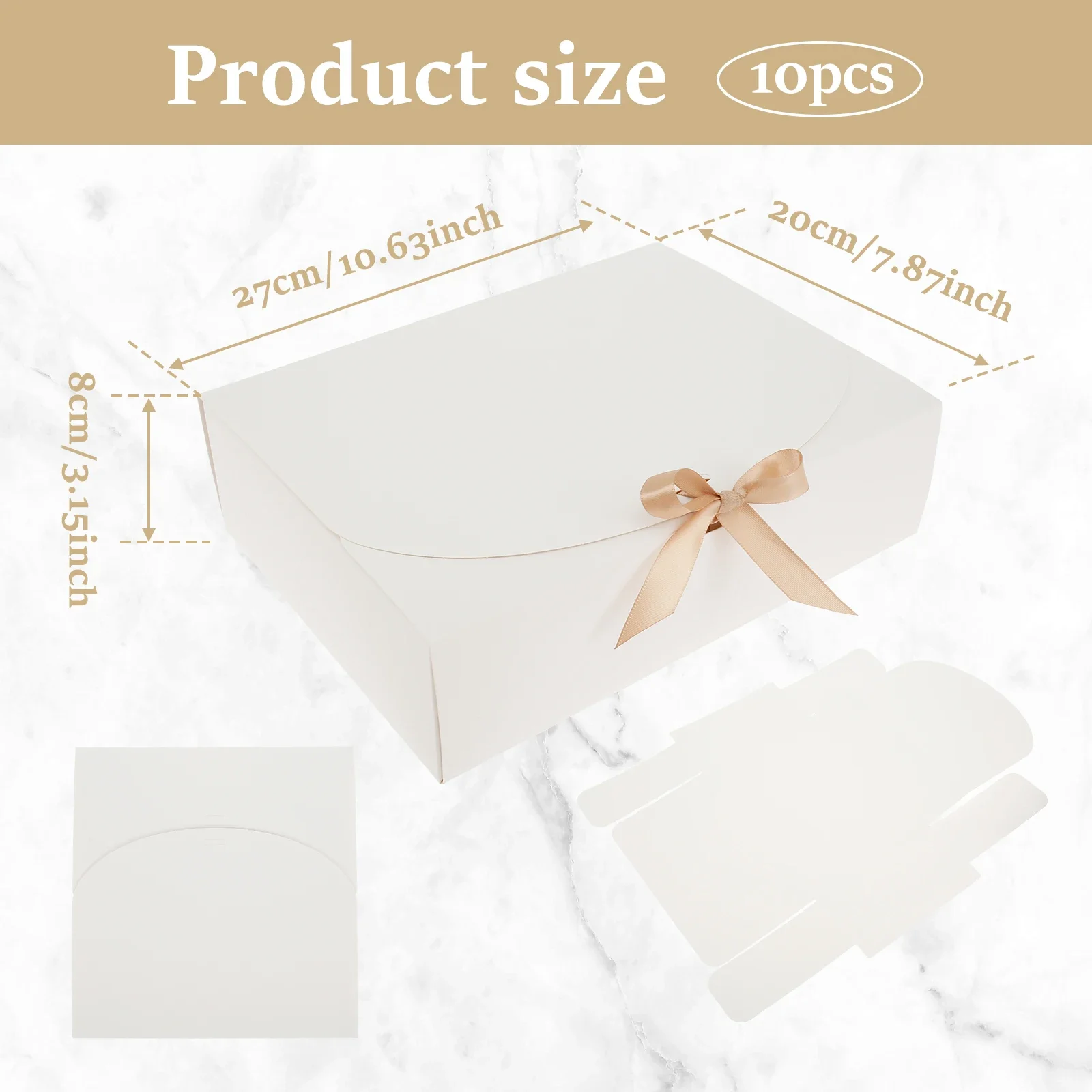 10 Pcs Gift Boxes with Lids and Ribbon – Large Capacity Paper Present Boxes, Decorative Storage Boxes for Party, Weddings, Birthdays, Holidays, Candy, and Gift Packaging - 图片 6