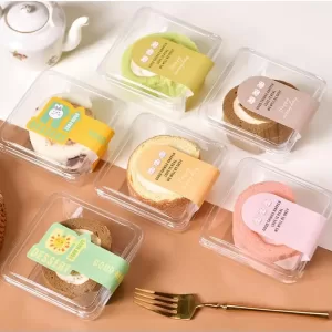 50Pcs Transparent Square Cake Packaging Boxes, Swiss Dessert Mousse Containers, Clear Plastic Cupcake and Pastry Holders, Food-Safe Dessert Boxes for Weddings, Birthdays, Parties, and Bakery Supplies