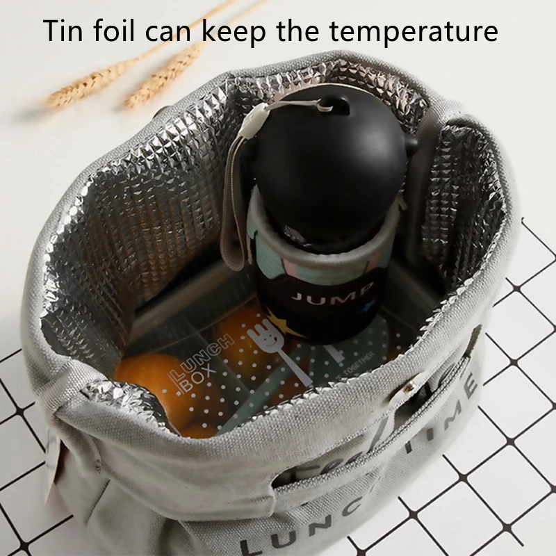 French Print Insulated Ice Cream Lunch Tote – Portable Canvas Bento Cooler Bag, Thermal Food Storage Handbag for School, Office, Teachers, Picnic, Travel, and Daily Meal Carrying - 图片 5