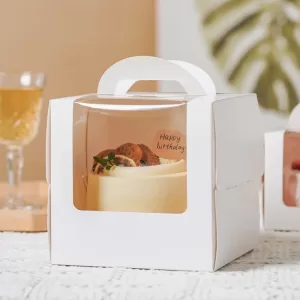 10Set Clear Window Cake Boxes in 4 and 6 Inches, High Kraft Paper and White Bakery Packaging Boxes, Foldable Birthday Cake Containers, Cupcake Muffin Pastry Dessert Storage Boxes for Baking Shops and Home