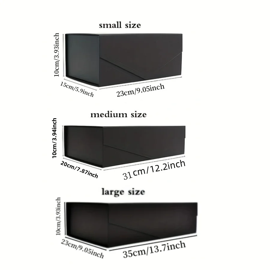 2Pcs Cuboid Clamshell Magnetic Lid Gift Boxes, Foldable Rigid Cardboard Packaging with Flap Hardcover Design, Collapsible Luxury Storage Box for Wedding, Birthday, Holiday, Party, Custom Logo Gift Wrapping