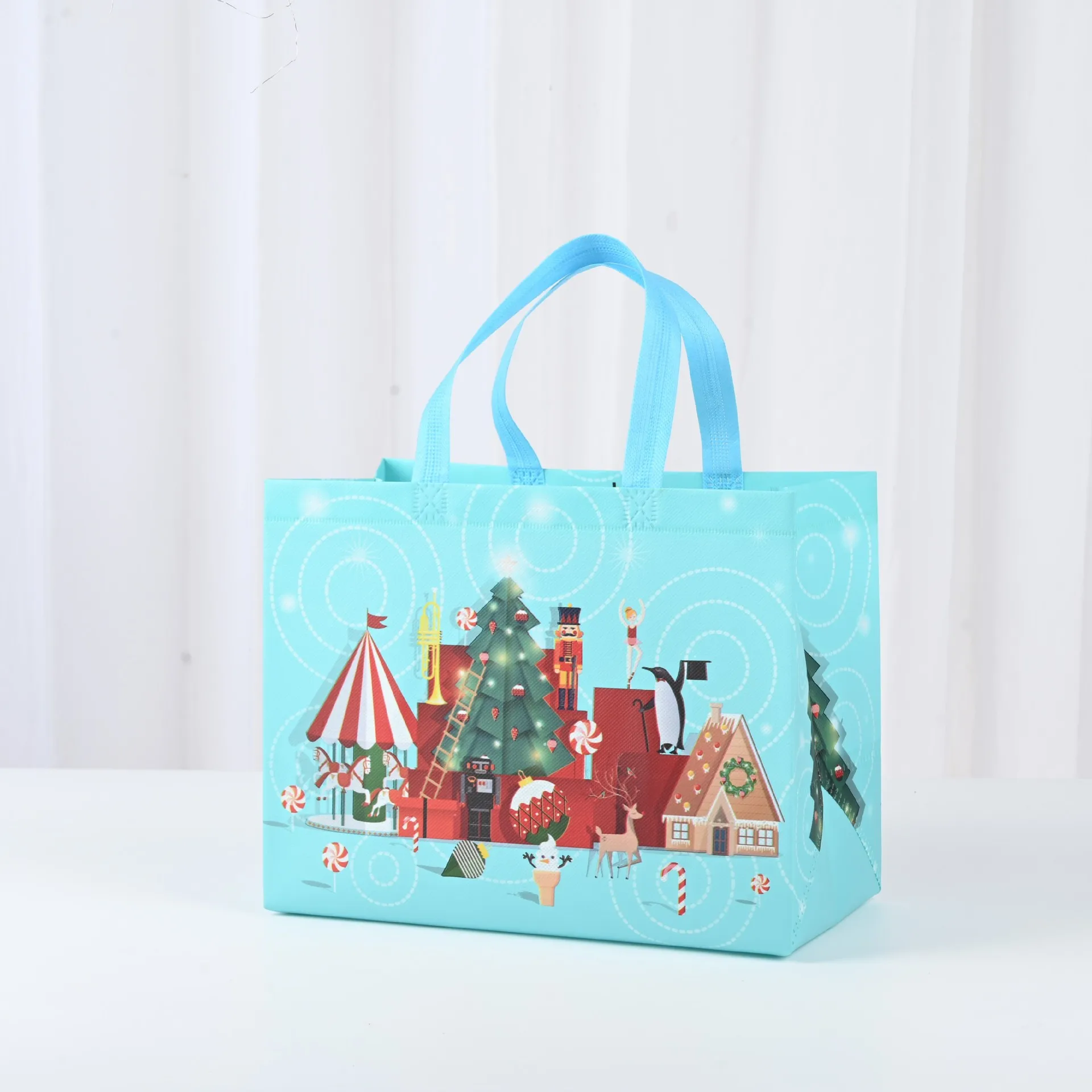 New Plaid Christmas Candy Gift Bags | Cute Santa Claus & Snowman Pattern Non-Woven Handbag | Waterproof Reusable Holiday Gift Packaging Tote for Xmas Party Supplies Decorations - 图片 17