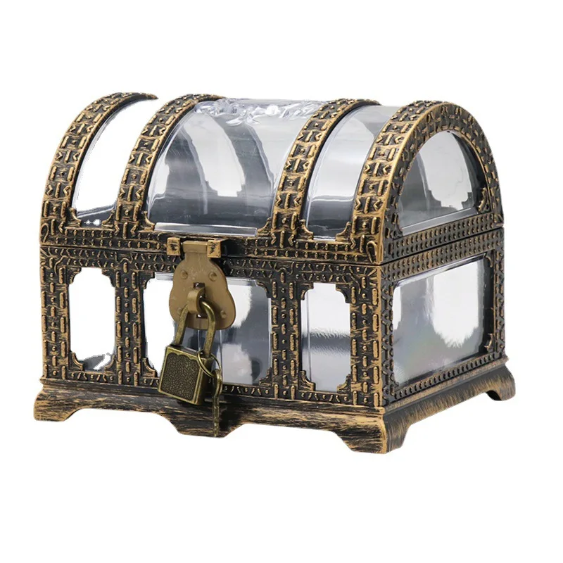 Pirate Treasure Chest with Lock – Transparent Pirate Jewelry Box for Gemstones, Crystals, Rhinestones, and Small Toys, Creative Storage Container for Kids, Crafts, and Decorative Collectibles 12