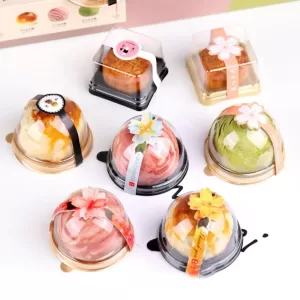 50Pcs Clear Mini Cupcake Boxes Dome Lid Plastic Dessert Holders Transparent Baking Containers Wedding Birthday Party Supplies Cake Display Packaging Accessories