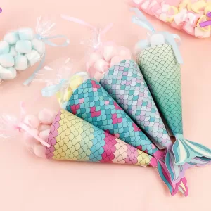 12Pcs Mermaid Paper Candy Gift Boxes with Invitation Card Gift Bags for Girls Birthday Party Treats Mermaid-Themed Party Favors Decorations DIY Candy Packaging Accessories Celebration Supplies