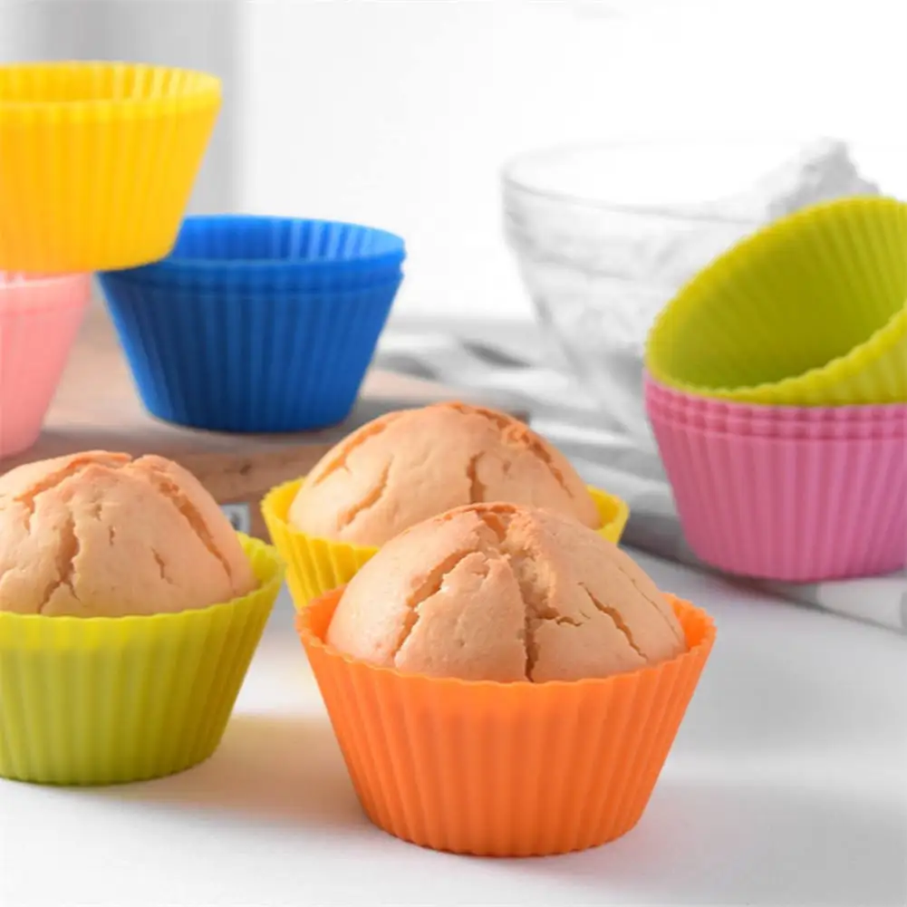 12pcs/Set Round Silicone Cake Molds, Muffin and Cupcake Baking Molds for DIY Baking, Kitchen Cooking, Cake Decorating, Non-Stick Reusable Bakeware, Dessert Makers and Culinary Tools 12