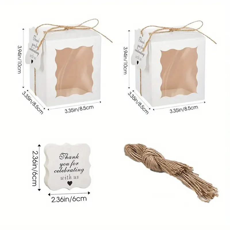 10/30/50PCS Kraft Paper Candle Gift Boxes with Clear Window – Includes Tags & Twine for Wedding Favors, Birthday Party Packaging, Ideal for Candles, Treats, and Small Gifts 4