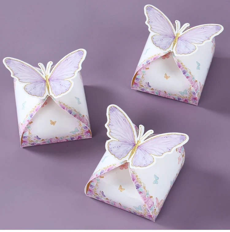 Pink Butterfly Candy Boxes – Gift Packing Bags for Girl Birthday, Baby Shower, Party Favor Boxes, Birthday Supplies, Treat Packaging, Cute Pink Decorations, DIY Gift Boxes for Kids