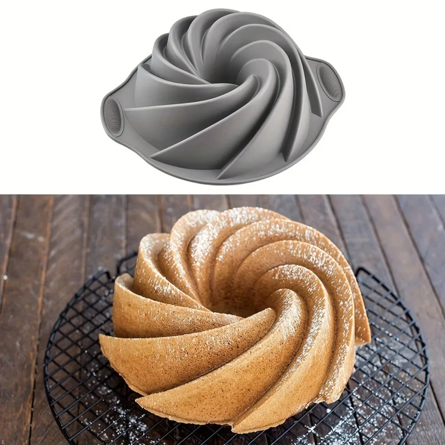 High Quality Silicone Cyclone Cake Mold – Heat Resistant Non-Stick Baking Pan for Household Oven, Steamed Cake Mold, Reusable Bakeware Tools for Bread, Muffins, Pastry, and DIY Dessert Making - 图片 5