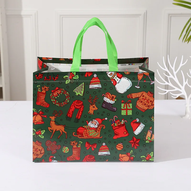 New Plaid Christmas Candy Gift Bags | Cute Santa Claus & Snowman Pattern Non-Woven Handbag | Waterproof Reusable Holiday Gift Packaging Tote for Xmas Party Supplies Decorations - 图片 28