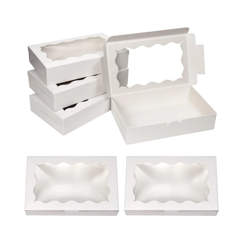 16/32Pcs Cake Carriers Square Boxes with Lids, White Dessert and Bread Boxes with Transparent Window, Ideal for Pies, Donuts, Muffins, Cupcakes, Portable Bakery Packaging for Weddings, Birthdays, Parties, and Special Celebrations - 图片 7