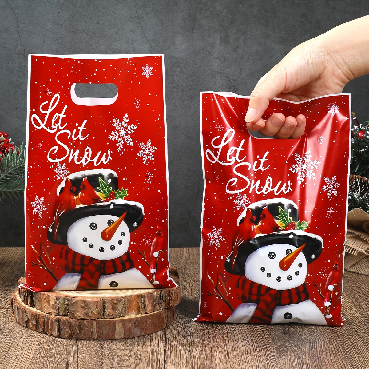 Christmas Snowman Gift Handbag Merry Christmas Decoration for Home 2025 Navidad Natal Snowflake Candy Handy Bag New Year Party Favor Shopping Tote Bolsa Regalo Sac Cadeau ساک هدیه 크리스마스 가방