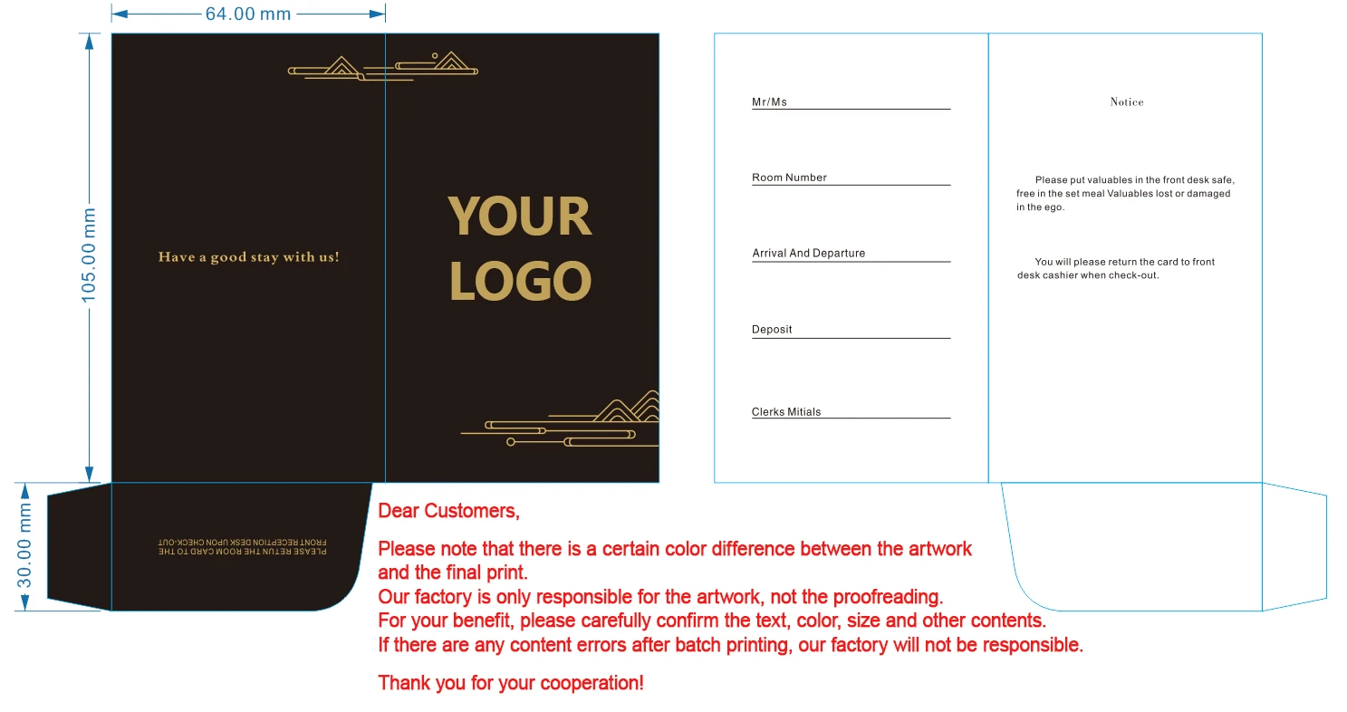 Custom Printed Hotel Room Key Card Holders – Paper Keycard Sleeves, Logo Branded Wallet Envelopes for Resorts, Motels, Airbnb, Business Events, Conference Access Cards, and Guest Room Card Packaging