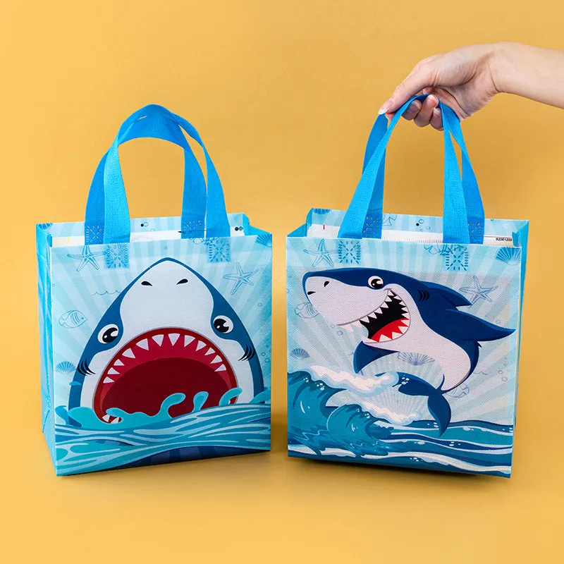 12/24Pcs Shark Theme Candy Boxes Favor Cookie Gift Bags with Stickers for Kids Ocean Animal Birthday Party Decorations Baby Shower Supplies DIY Treat Packaging Accessories 5