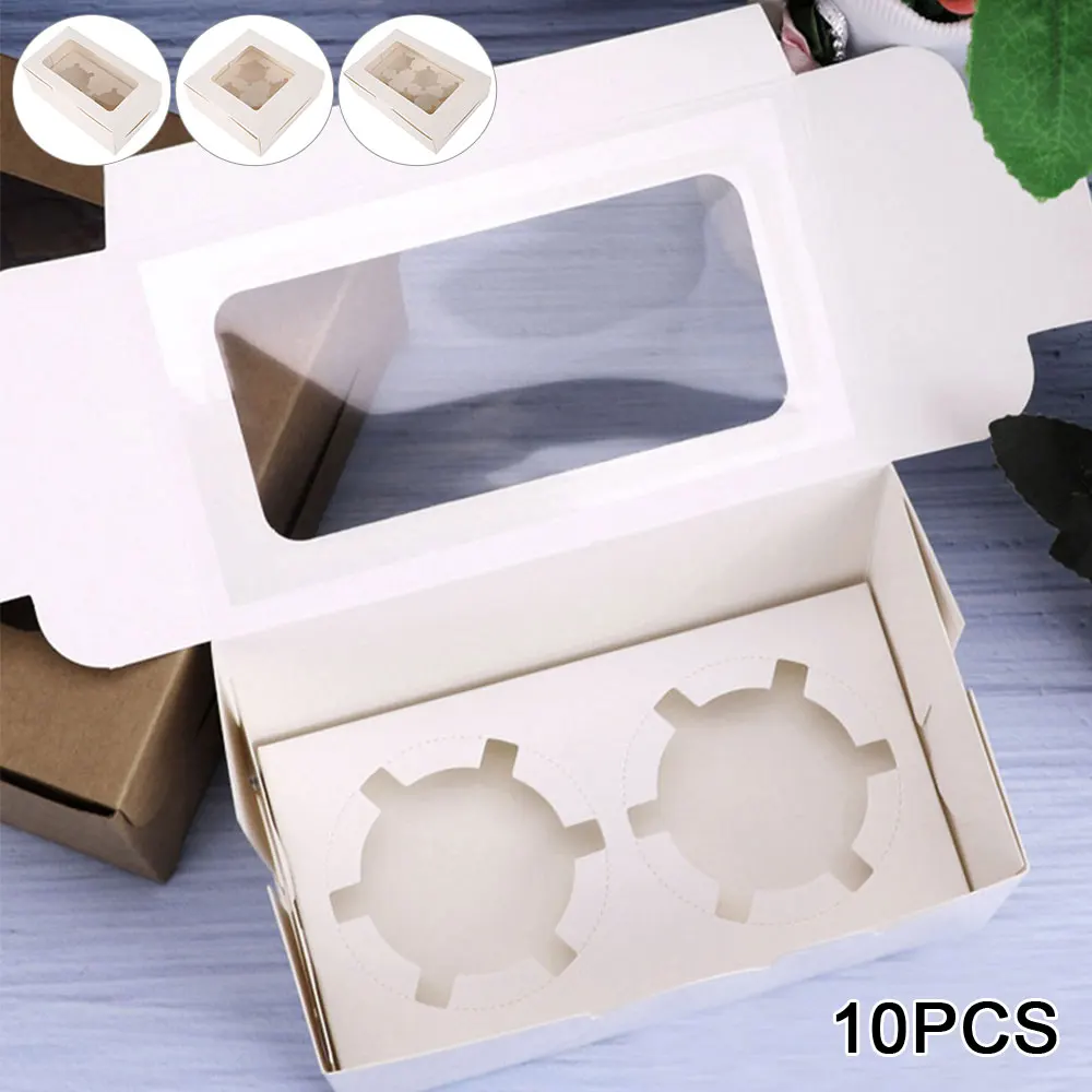 Cupcake Boxes with Inserts, Clear Window Cake Boxes, Cupcake Carrier with 2/4/6 Holes, Muffin Boxes for Holidays, Birthday Parties, Wedding Desserts, Pastry Packaging, Portable Cake Holder for Home and Bakery Use - 图片 2