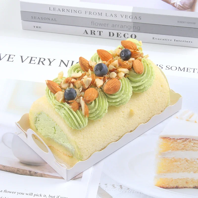 10/20 Sets White Handheld Transparent Cake Boxes, Paper & PET Long Fold Drawer Cake Roll, Dim Sum, Mousse Cake Packaging Box, Gift Packaging for Desserts and Pastries - 图片 3