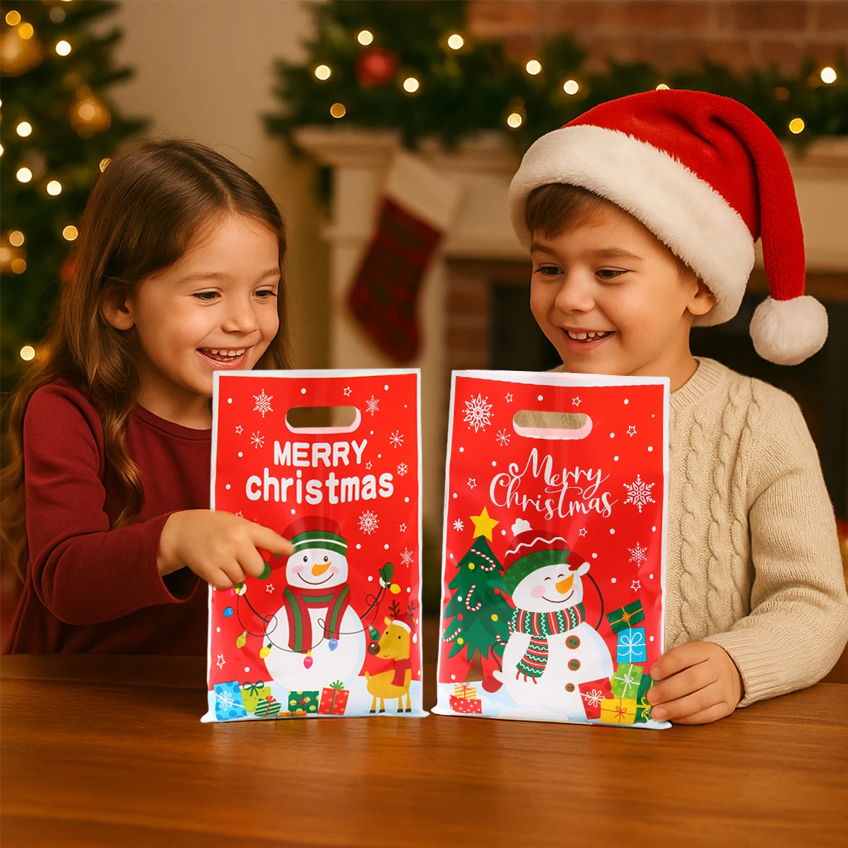 Christmas Snowman Gift Handbag Merry Christmas Decoration for Home 2025 Navidad Natal Snowflake Candy Handy Bag New Year Party Favor Shopping Tote Bolsa Regalo Sac Cadeau ساک هدیه 크리스마스 가방