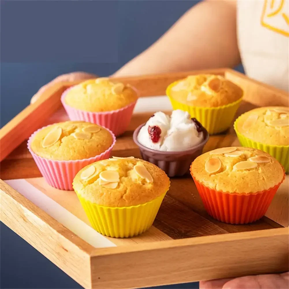 12pcs/Set Round Silicone Cake Molds, Muffin and Cupcake Baking Molds for DIY Baking, Kitchen Cooking, Cake Decorating, Non-Stick Reusable Bakeware, Dessert Makers and Culinary Tools - 图片 4