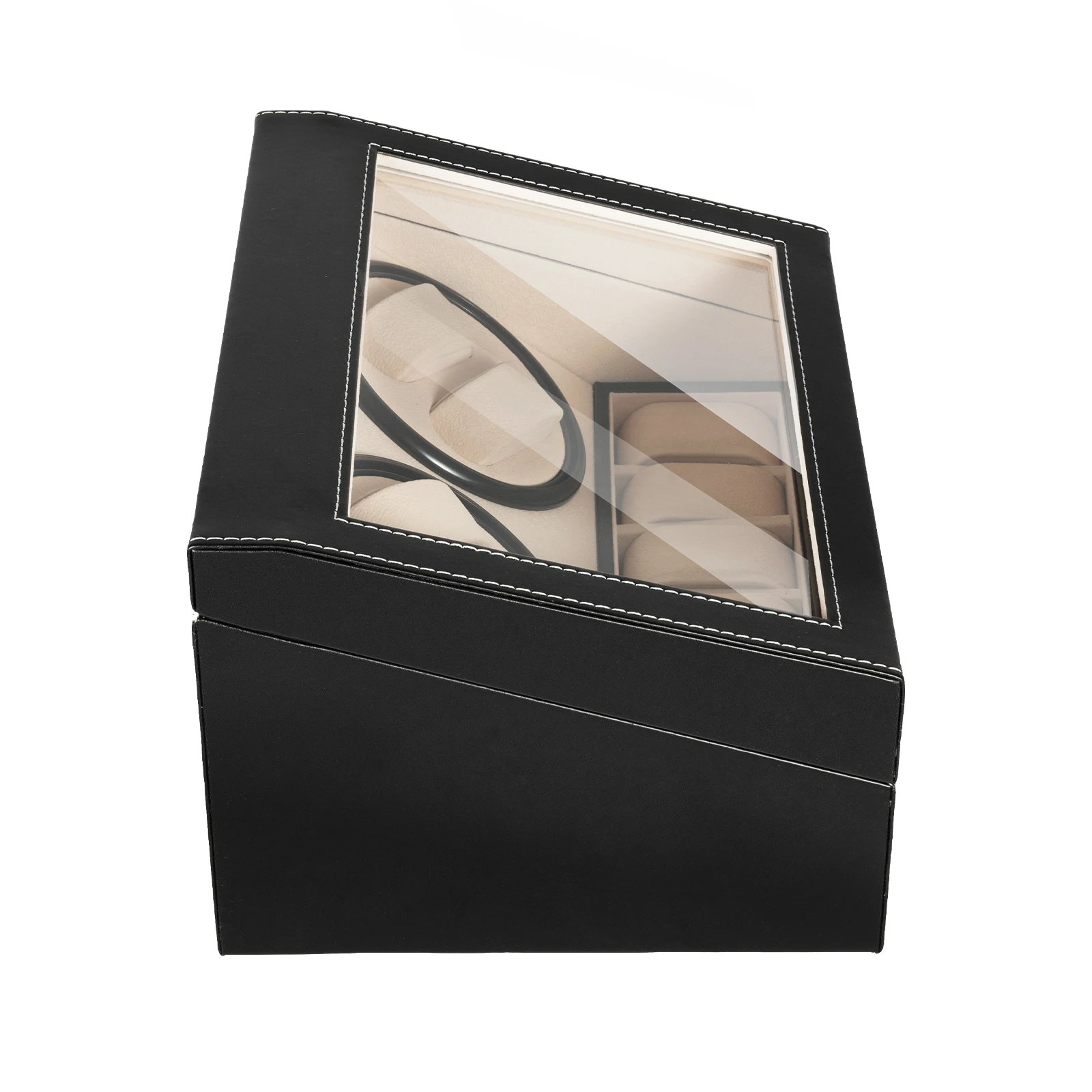 4+6 Automatic Watch Winder with PU Leather Case, Mechanical Wristwatch Shaker and Storage Box, Luxury Jewelry Display Organizer for Men and Women, Protective Watch Storage Case for Travel and Home 10