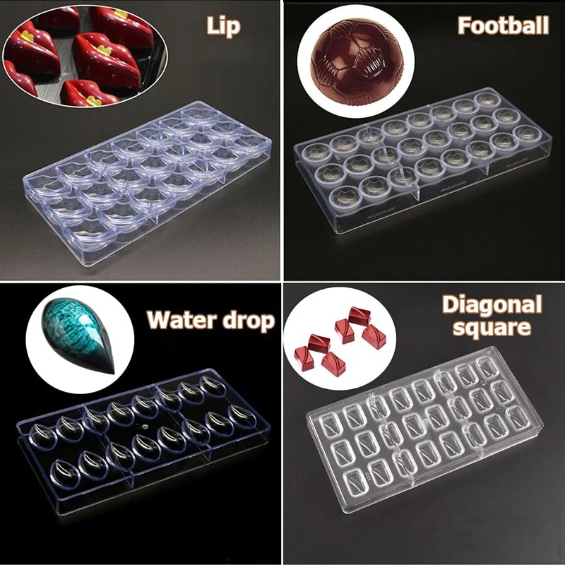 Chocolate Mold 3D Polycarbonate Transparent Plastic Kitchen Baking Tools for DIY Pastry, Candy, and Desserts, Multiple Styles Polycarbonate Chocolate Molds for Home Baking, Party Treats, and Creative Pastry Making