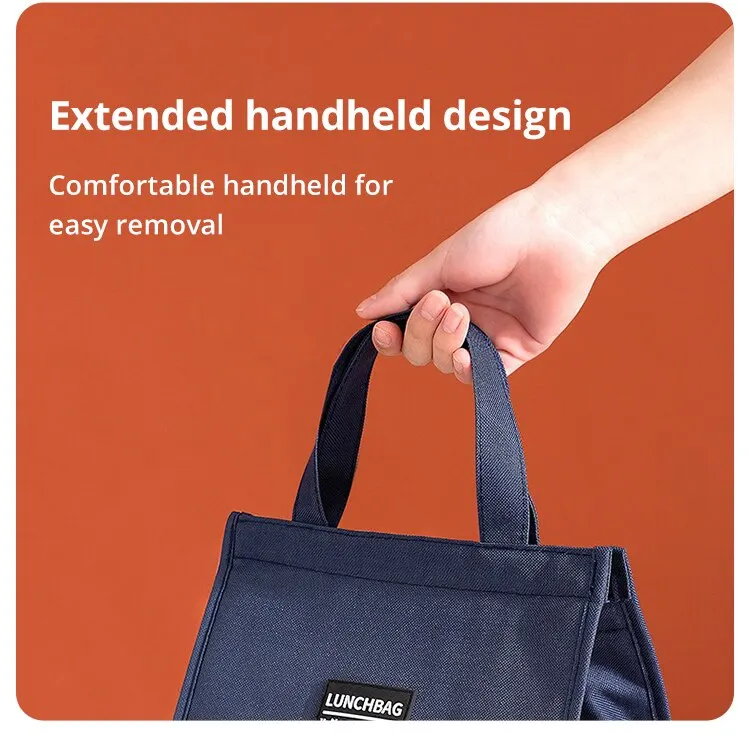 1pc Blue Grey Pink Portable Insulated Lunch Bag with Aluminum Foil Lining, Waterproof Food Storage Tote for Rice, Snacks, Picnic, Travel, Office, School, Reusable Thermal Lunch Box Carrier