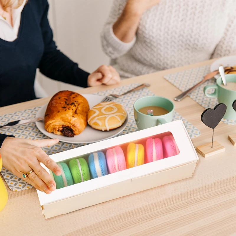 12Pcs Macaron Packaging Boxes with Clear Window, Transparent Cookie Gift Boxes, Cake Dessert Favor Box for Wedding Birthday Party Supplies Bakery Packaging 4