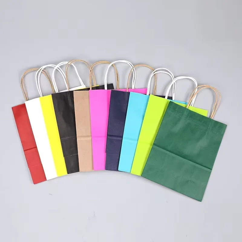 10/30PCS Holiday Birthday Wedding Party Gift Bags – Kraft Paper Colorful Gift Bags for Shopping, Candy, and Gift Packaging, Perfect for Events and Special Occasions 5