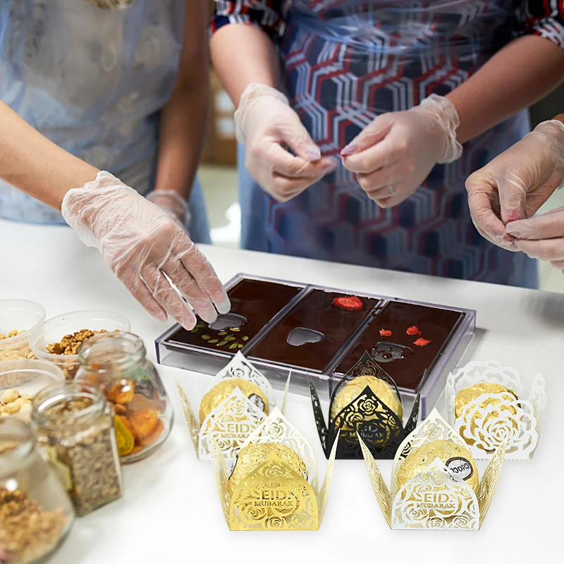 10/20Pcs Eid Mubarak Candy Boxes – Hollow Design Chocolate Trays, Truffle Wrapping Boxes, Treat Packaging for Sweets, Chocolates, Islamic Muslim Festival Party Favors and Holiday Decorations