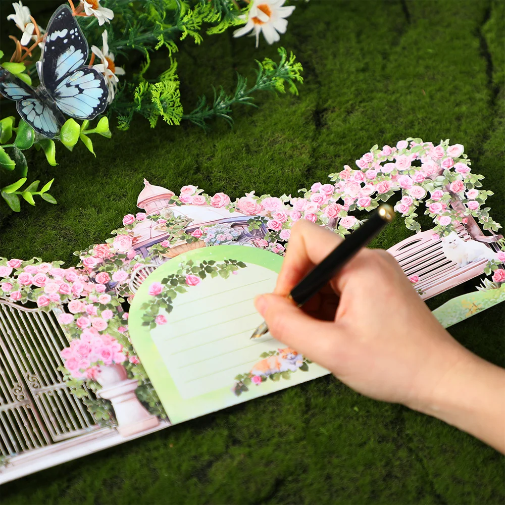 Floral 3D Pop Up Greeting Card with Envelope – Pink Rose Garden Design for Birthday, Mother’s Day, Valentine’s, Anniversary, Romantic Blessing Gift for Mom, Wife, Girlfriend, Friends, Special Occasions - 图片 4